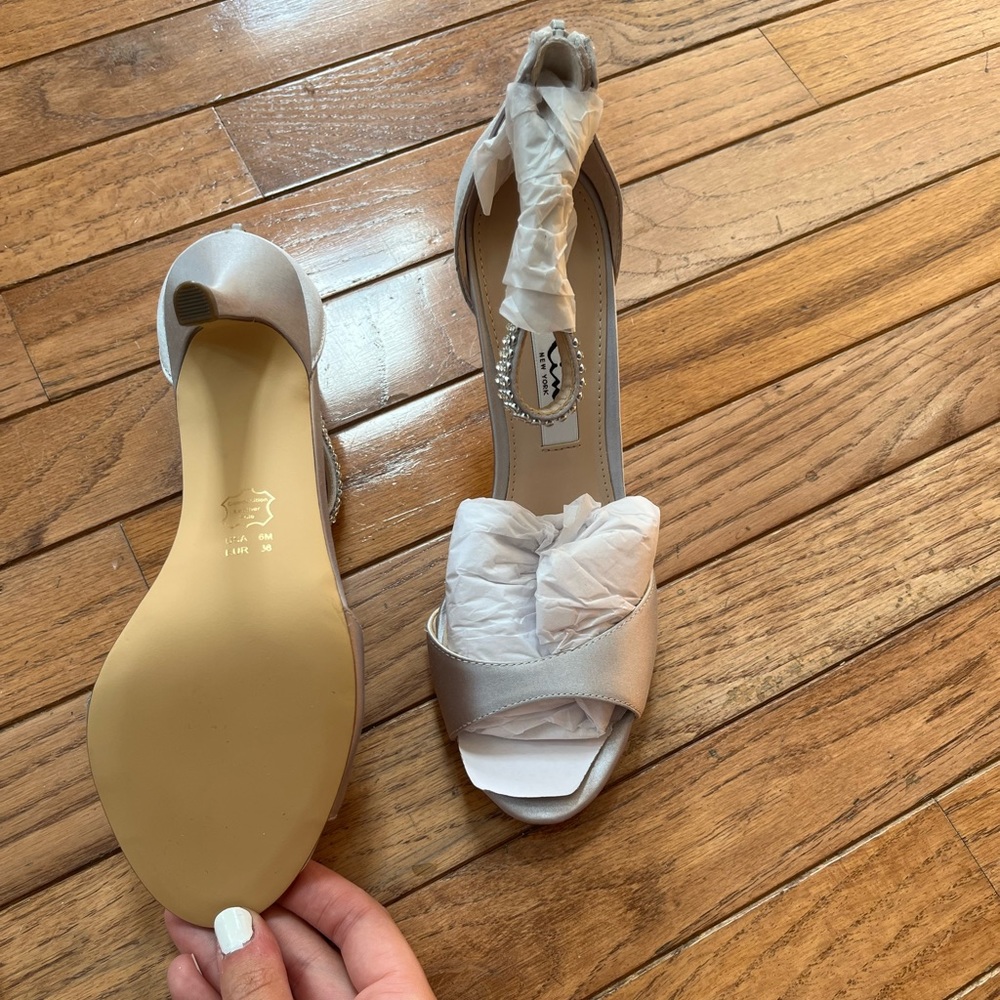 brand new silver high heels
